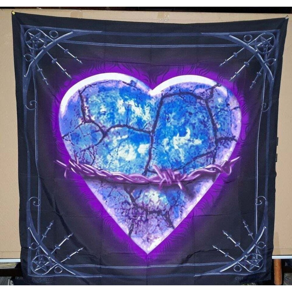Broken Heart Mended By Barbed Wire Tapestry / Wall Hanging 45"X45"